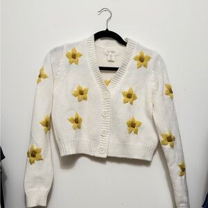 Jessica Simpson White and Yellow Star Cardigan